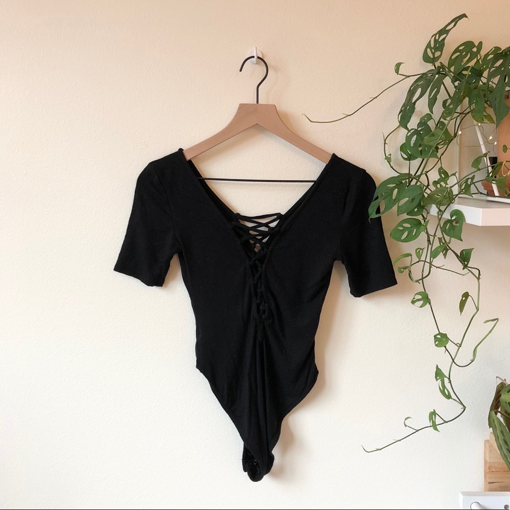 Black Lace Up Bodysuit